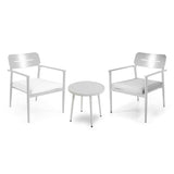 SET ALLUMINIO IBIZA 2PZ C/TAVOLINO TONDO BIANCO