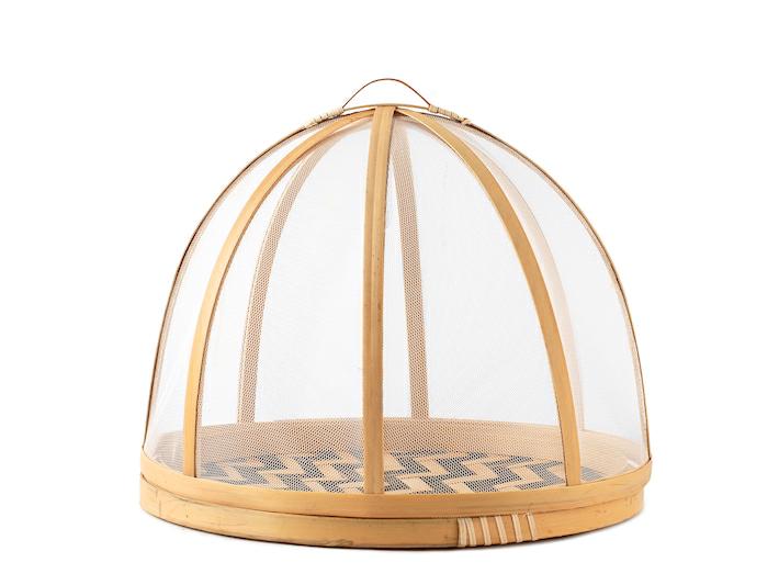 COPRICIBO CON VASSOIO IN BAMBU'NATURALE CM.24X21H