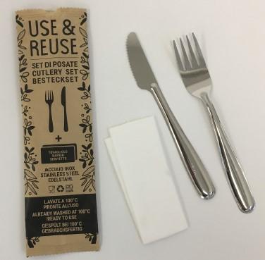 SET FORCH+COLT+CUCCHACCIAIO INOX C/TOV.USE&REUSE 100PZ
