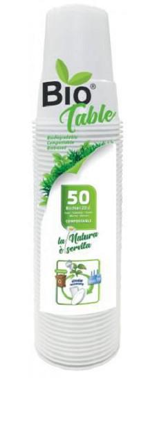 BICCHIERE 80CC COMPOSTABILE BIANCO "BIOTABLE" CF=50PZ