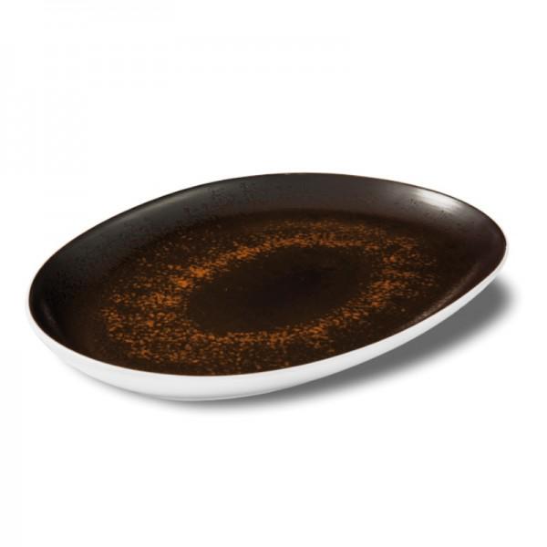 VASSOIO OVALE STRETTO "ESTIA" RUGGINE DIM.41,5X27 PORCELLANA