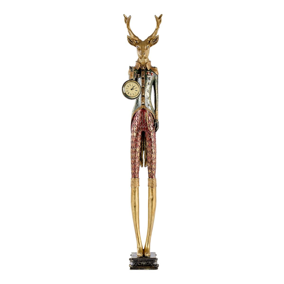 CERVO RESINA CON OROLOGIO 88CM
