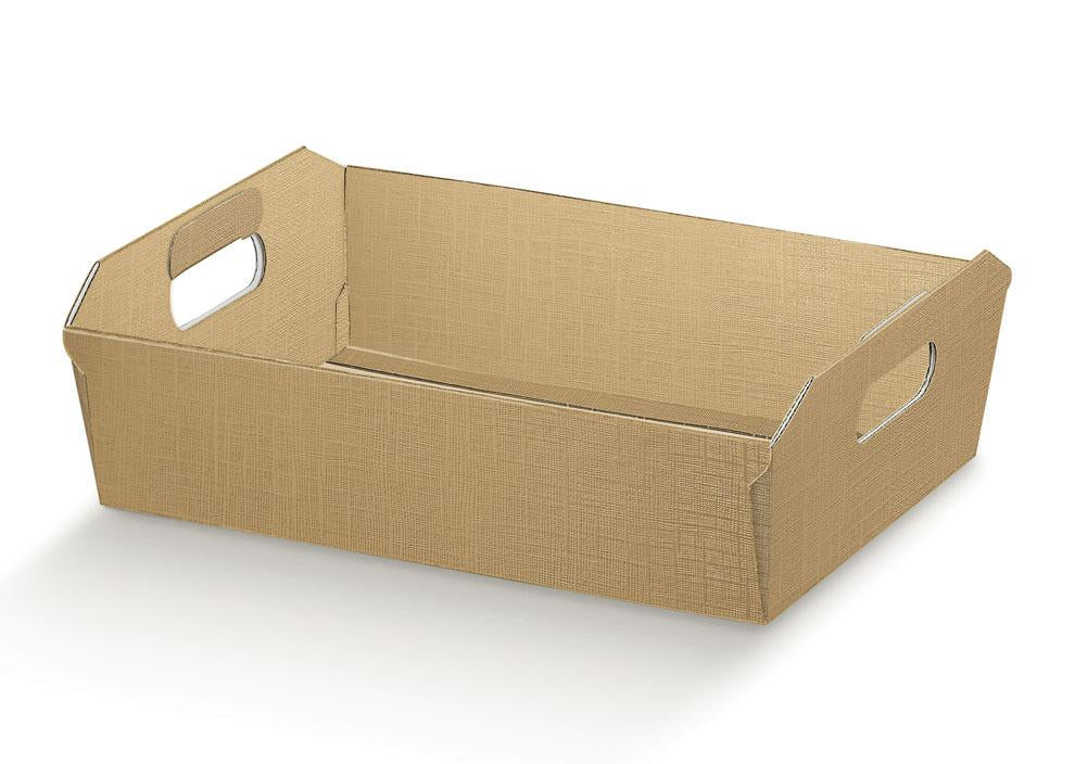 CESTA IN CARTONE C/MANIGLIE 31X22X9H SETA ORO