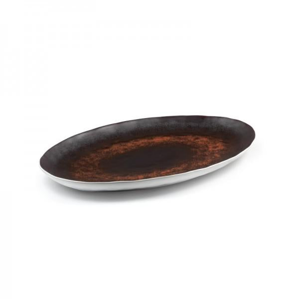 VASSOIO OVALE STRETTO "ESTIA" RUGGINE DIM.50,5X33,5CM PORCEL
