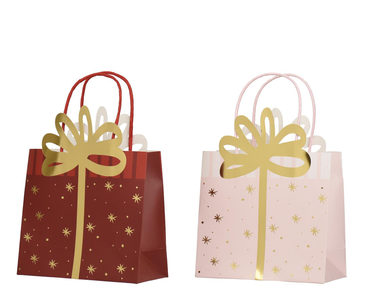 BORSA REGALO CARTA   FSC FIOCCO ORO 18X8 H22CM