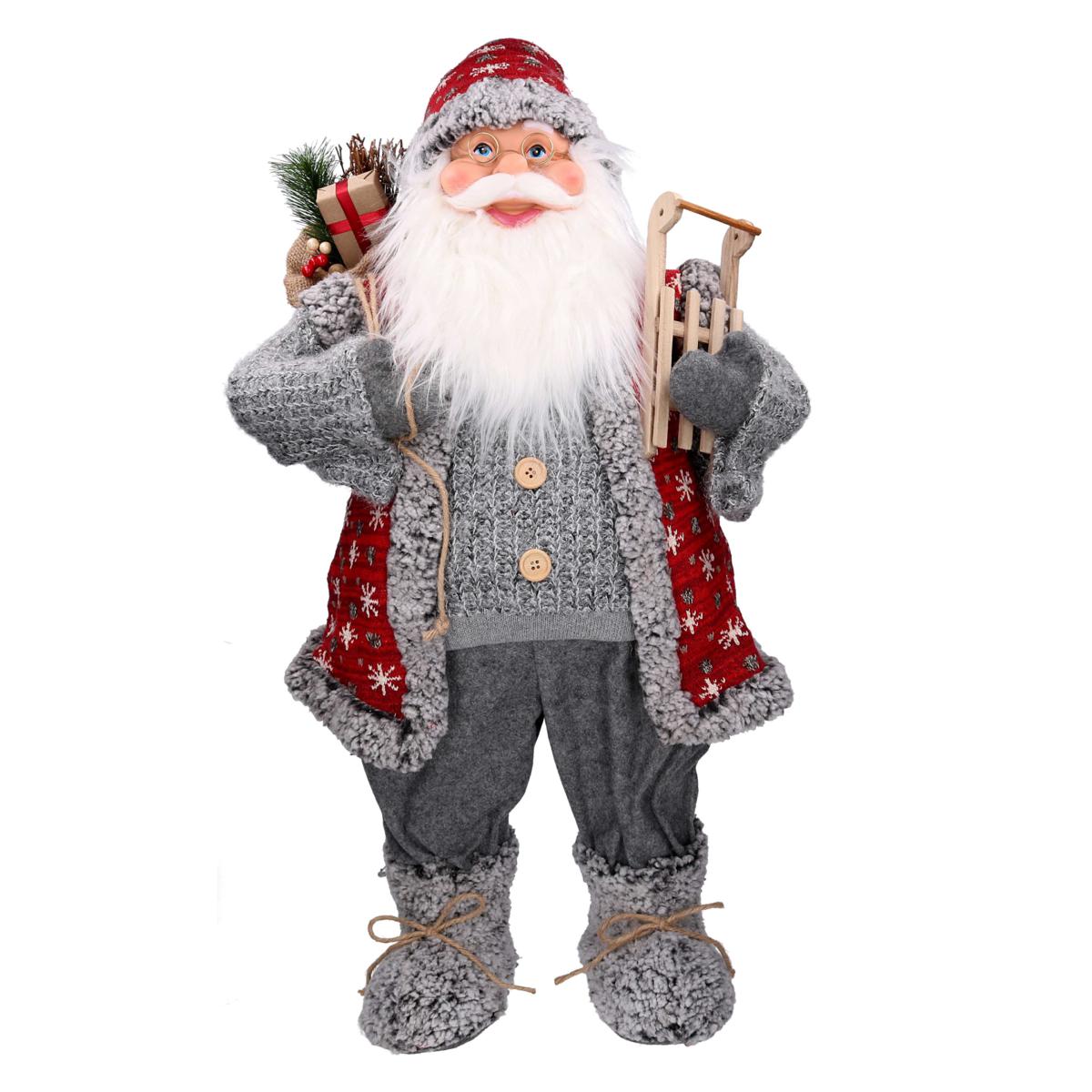 BABBO NATALE TESSUTO FIOCCHI DI NEVE ROSSO CMH79