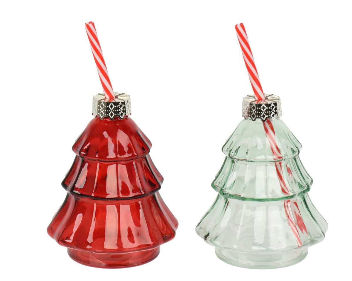 BARATTOLO BICCHIERE  VETRO ALBERO 2 ASS. D10,5 H13,3CM