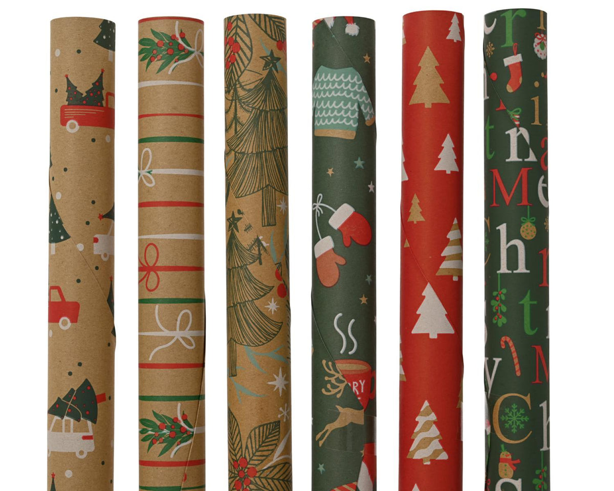 CARTA REGALO KRAFT   FSC 6 ASS. MARRONE/MULTI 200X70CM