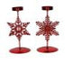PORTA CANDELE METALLO FIOCCO DI NEVE ROSSO CF=2PZ