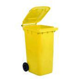 BIDONE RACC.DIFF.240LT C/COP-RUOTE-PED GIALLO