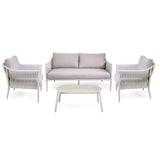 SALOTTO ALLUMINIO BELMONT 2POSTI BIANCO C/CUSCINI GRIGIO