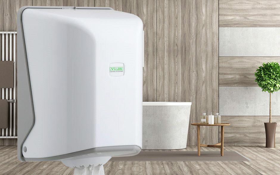 DISPENSER ASCIUG. A ROTOLO ESTR.CENTRALE ABS BIANCO "MUNDO"