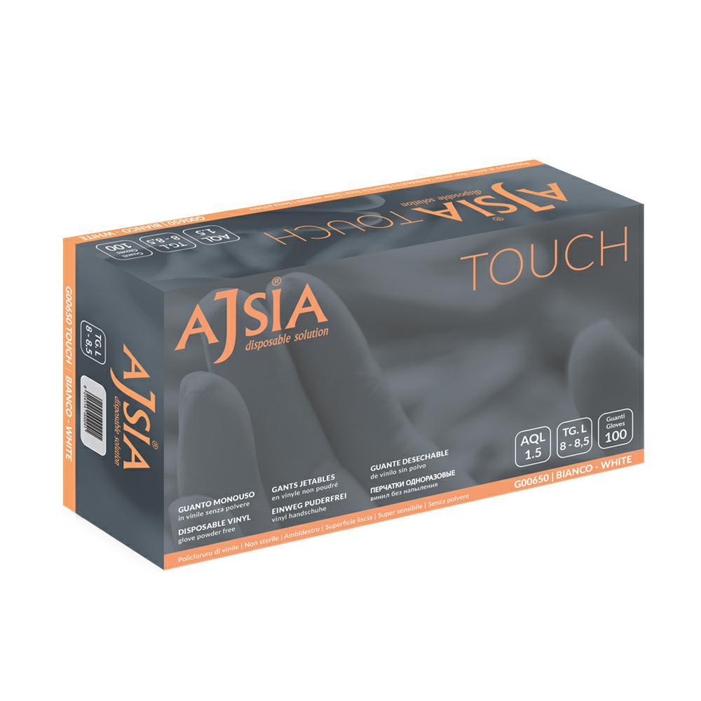GUANTI IN VINILE TOUCH BIANCO SENZA POLVERE TG.M CF=100PZ