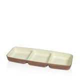 PIATTO TRIPLO SNACK BIANCO E MARRONE 26X10
