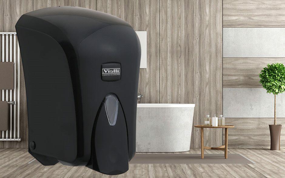 DISPENSER SAPONE 1LTABS NERO C/PUSH GRIGIO