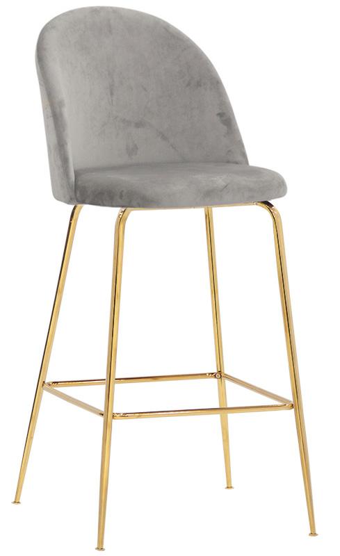 SGABELLO STRUTT.METALLO OTTONATO RIV.VELLUTO GRIGIO 66CMH
