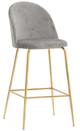 SGABELLO STRUTT.METALLO OTTONATO RIV.VELLUTO GRIGIO 66CMH